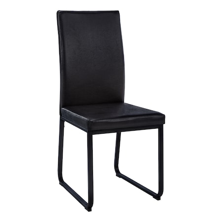 Monarch Specialties Dining Chair, Set Of 2, Side, Upholstered, Kitchen, Dining Room, Pu Leather Look, Metal, Black I 1106